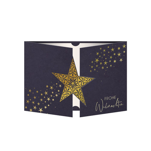 Weihnachtskarte mit Stern und Altarfalz und Goldfolie (862018)