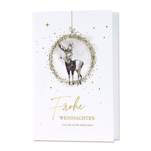 Firmen Weihnachtskarte mit Hirsch und Kranz (863016)