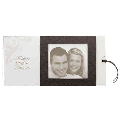Braune Hochzeitskarte mit Passepartout und Einschieber