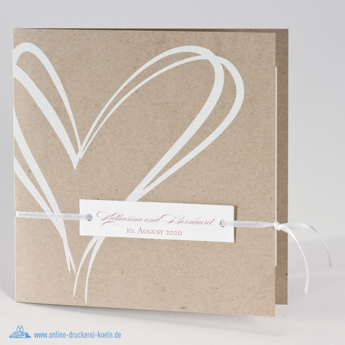 Hochzeitkarte aus ökologischem Papier mit Folienherz