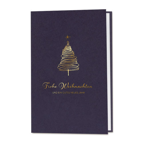 Weihnachtskarte mit elegantem Tannenbaum in Goldfolienprägung (863055)