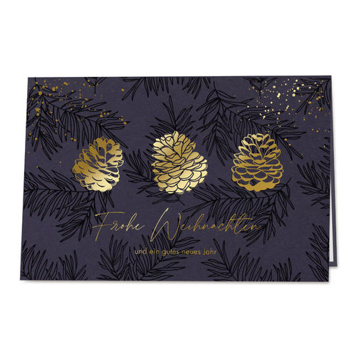 Weihnachtskarte mit Tannenzapfen und Goldfolie (862064)